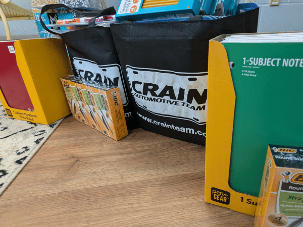 Donated items from Crain Kia of Fayetteville