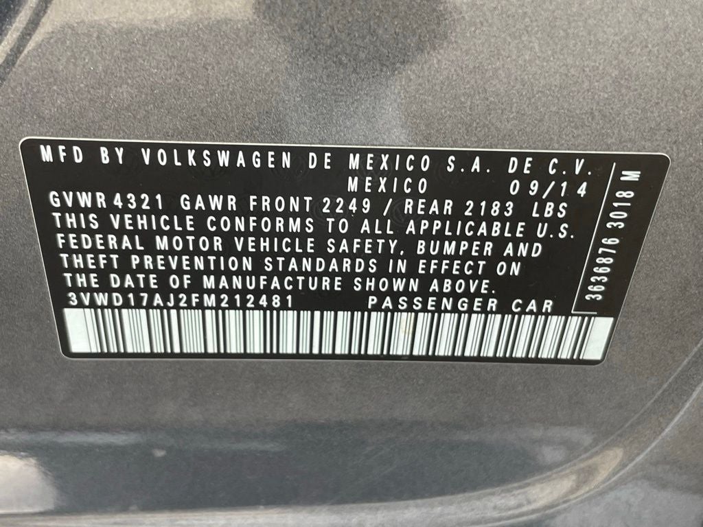 2015 Volkswagen Jetta 1.8T Sport - HEATED SEATS / FOG LIGHTS