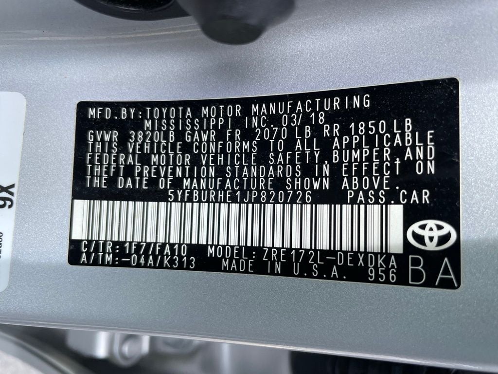 2018 Toyota Corolla L - CD PLAYER / 36 MPG