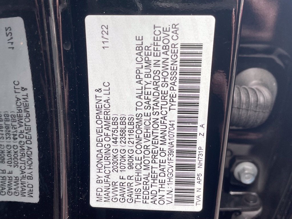2022 Honda Accord Sport One Owner, Low Miles
