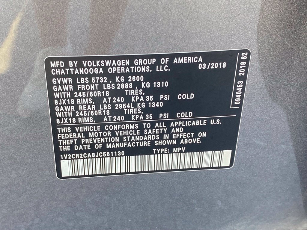 2018 Volkswagen Atlas 3.6L V6 SE