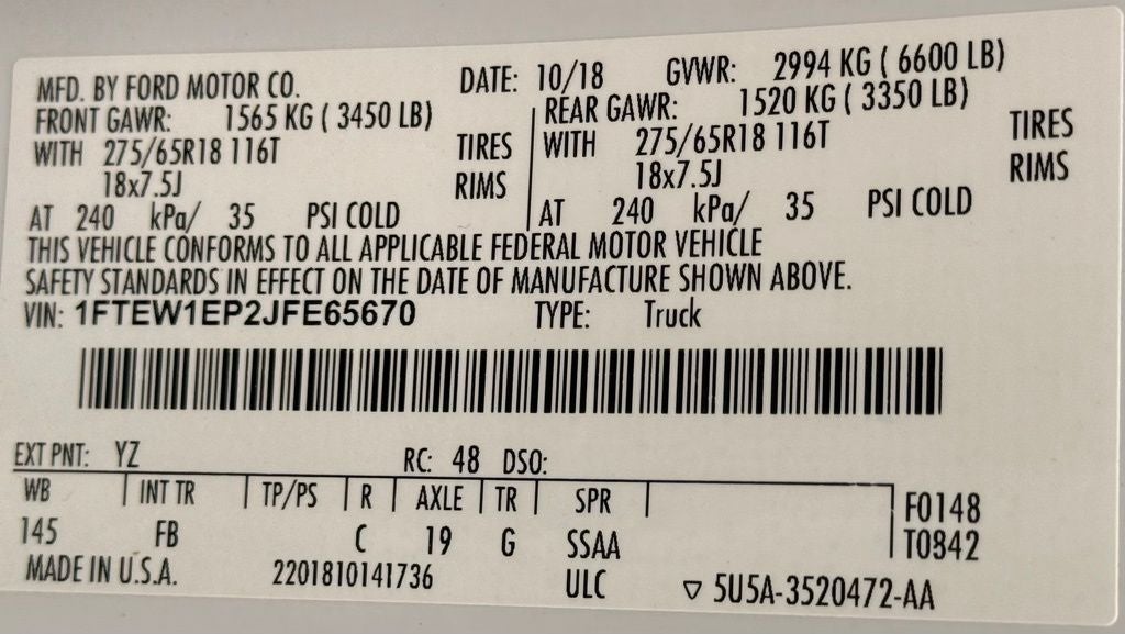 2018 Ford F-150 XLT