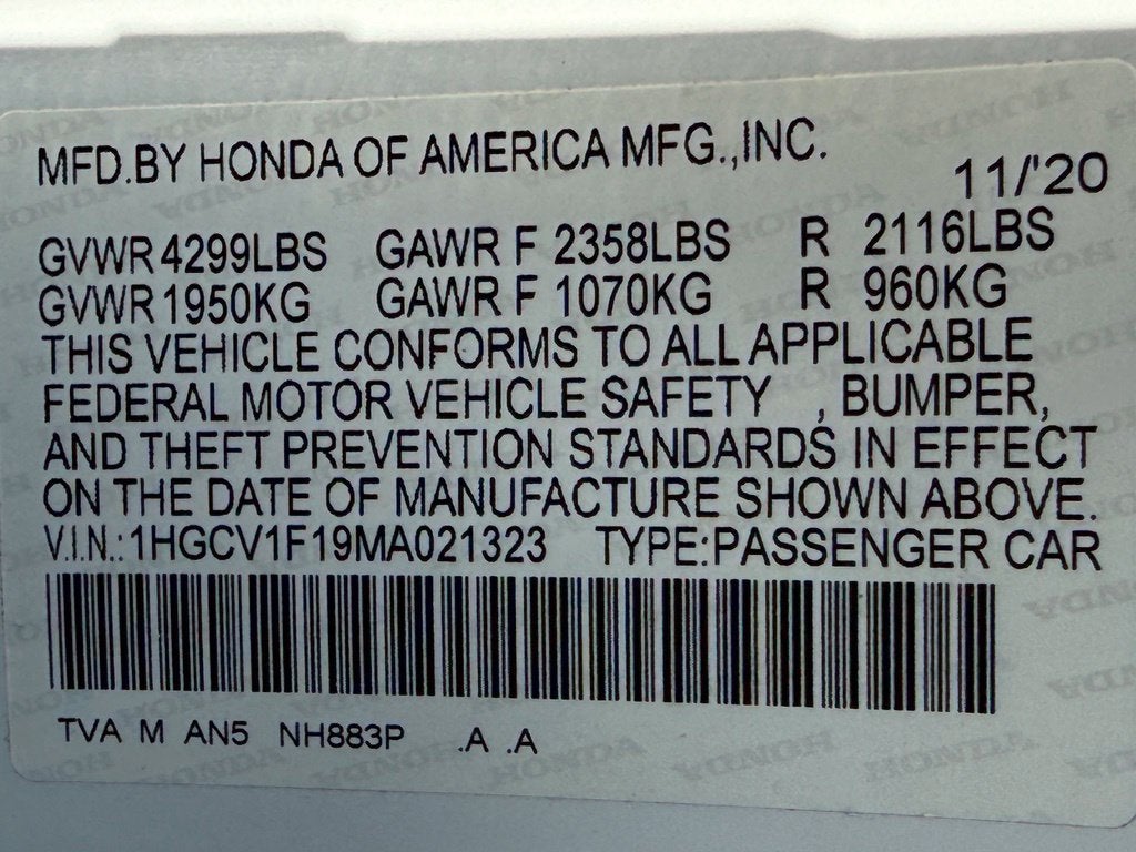 2021 Honda Accord LX - CLEAN CARFAX HISTORY