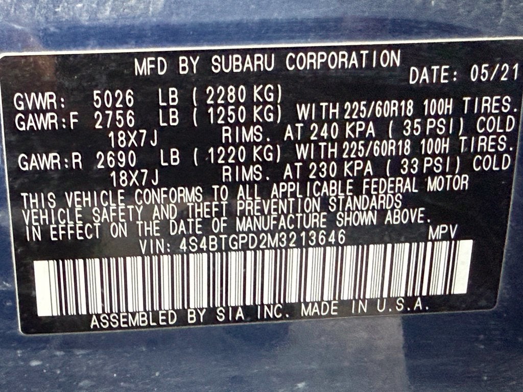 2021 Subaru Outback Touring XT - AWD / SUNROOF / CLEAN CARFAX