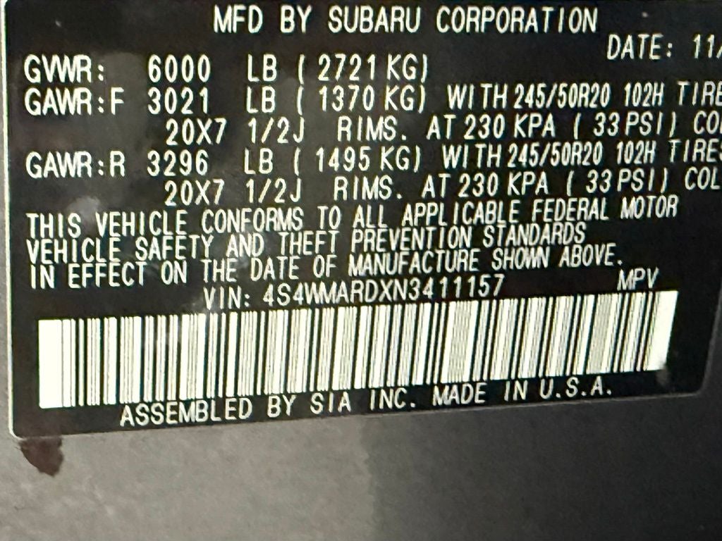 2022 Subaru Ascent Touring HEATED VENTILATED FRONT SEATS