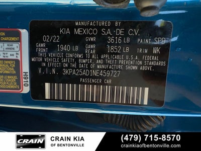 2022 Kia Rio S - KIA CPO / HATCHBACK / ONE OWNER