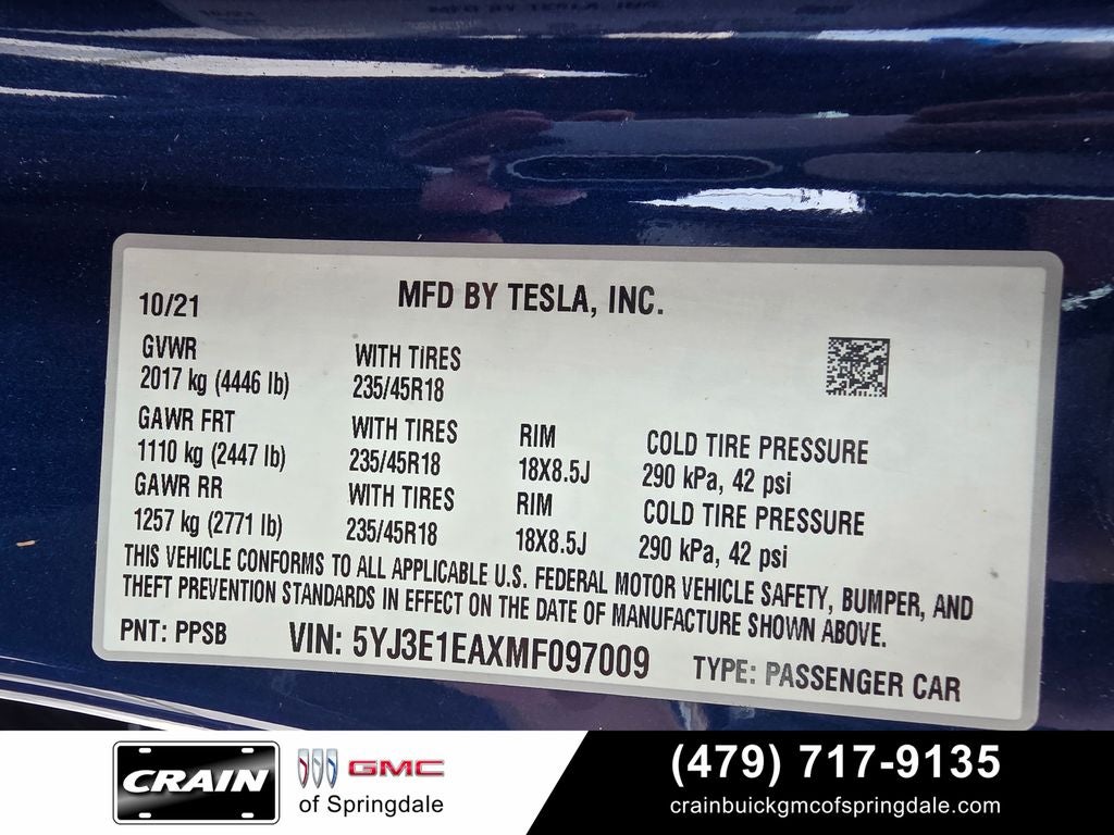 2021 Tesla Model 3 Standard Range Plus