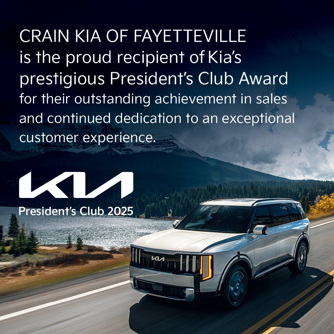 Crain Kia of Fayetteville receives President's Club Award.